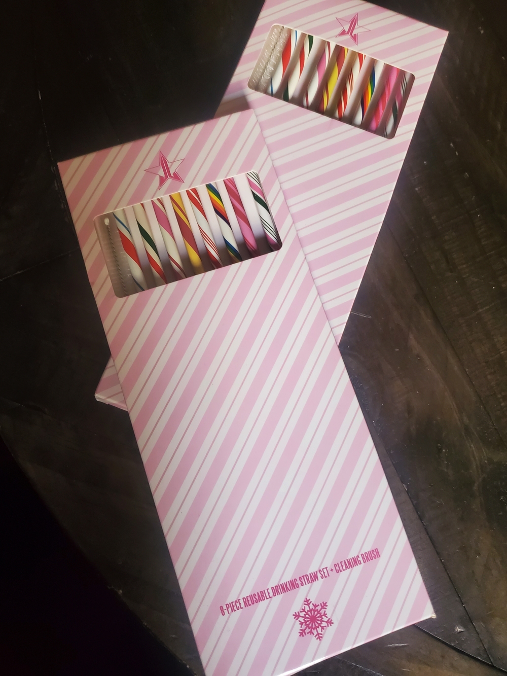 Jeffree Star Pink and White Candy Cane Striped Stainless Steel Straws